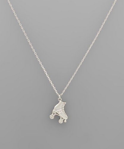 Silver Rollerskate Pendant Necklace