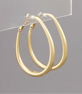 Matte Gold Oval Hoop Earrings
