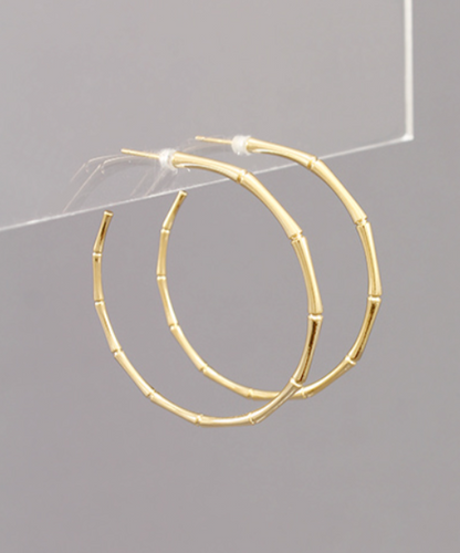 Bamboo Open Gold Hoop Earrings