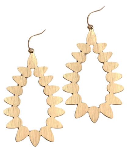 Gold Textured Teardrop Dangle Earrings
