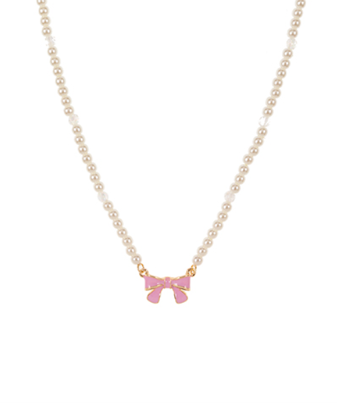 Pink Bow Charm Necklace