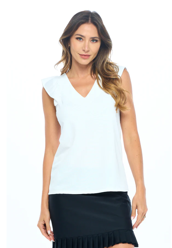 Collen Tiered Cap Sleeve Top - White