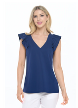 Load image into Gallery viewer, Collen Tiered Cap Sleeve Top - Navy