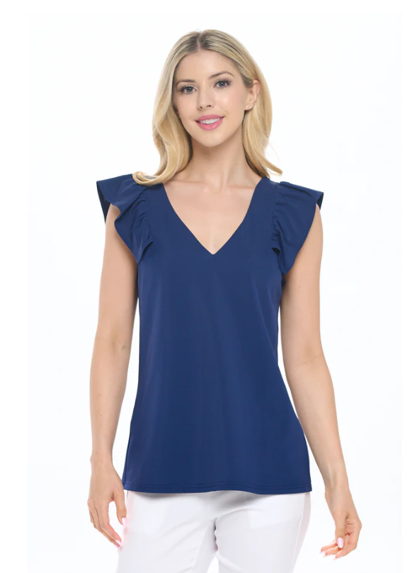 Collen Tiered Cap Sleeve Top - Navy