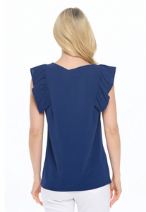 Collen Tiered Cap Sleeve Top - Navy