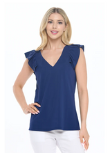 Load image into Gallery viewer, Collen Tiered Cap Sleeve Top - Navy