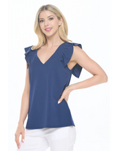 Load image into Gallery viewer, Collen Tiered Cap Sleeve Top - Navy