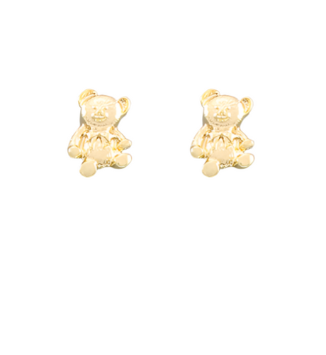 Teddy Bear Gold Stud Earrings