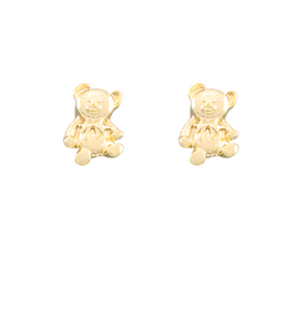 Teddy Bear Gold Stud Earrings