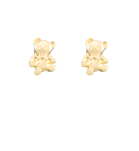 Teddy Bear Gold Stud Earrings