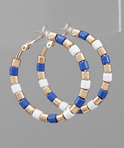 Blue & White Dangle Hoop Earrings