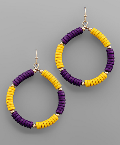 College Pride Dangle Earrings - ECU Purple