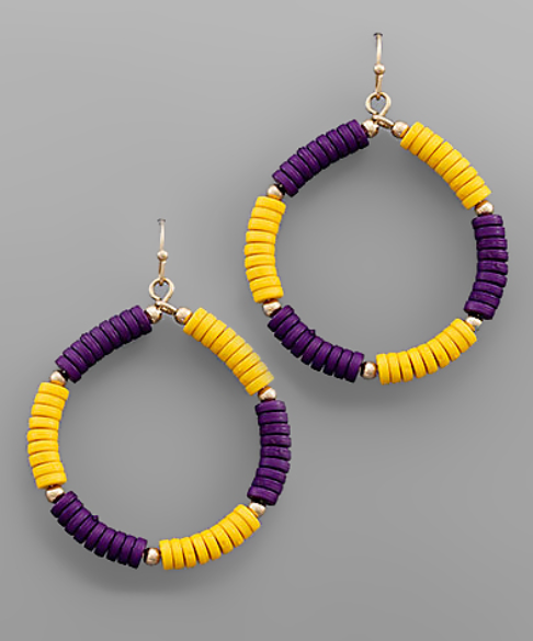 College Pride Dangle Earrings - ECU Purple