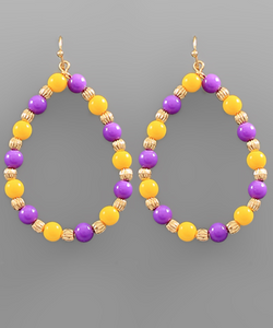Go Team! Teardrop Earrings - Gold & Purple