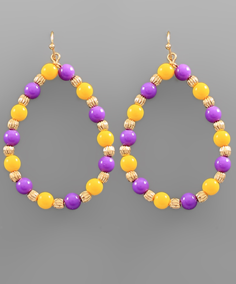 Go Team! Teardrop Earrings - Gold & Purple