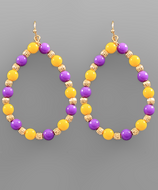 Go Team! Teardrop Earrings - Gold & Purple