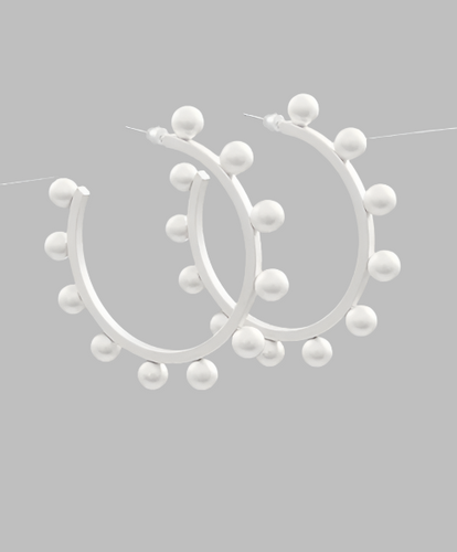 Studded Silver Hoop Earrings