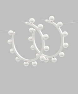 Studded Silver Hoop Earrings