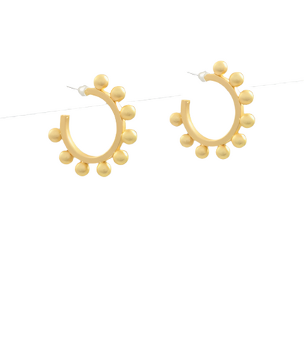 Mini Studded Gold Hoop Earrings