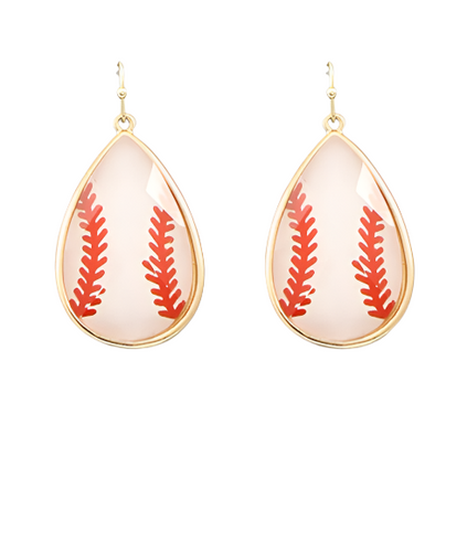 Clear Oval Baseball Earrings