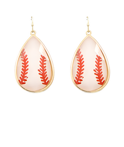 Clear Oval Baseball Earrings