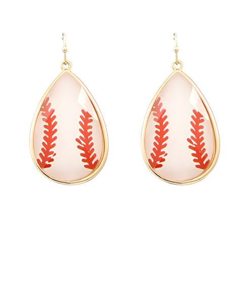 Clear Oval Baseball Earrings