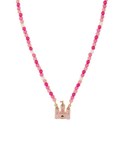 Pink Princess Castle Charm Necklace