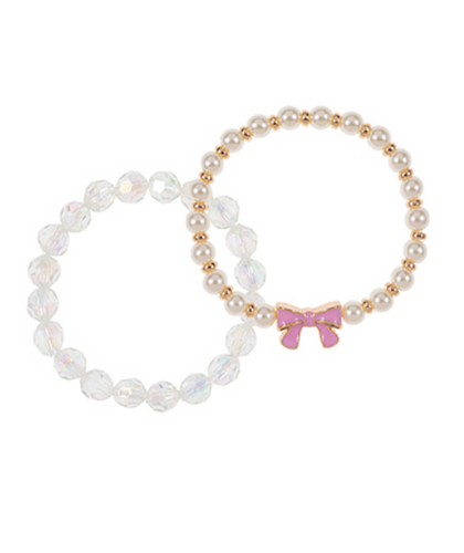 Pink Bow Charm Bracelet Stack