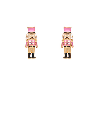 Mini Christmas Nutcracker Earrings - Pink