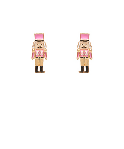 Mini Christmas Nutcracker Earrings - Pink