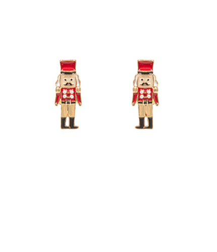 Mini Christmas Nutcracker Earrings - Red