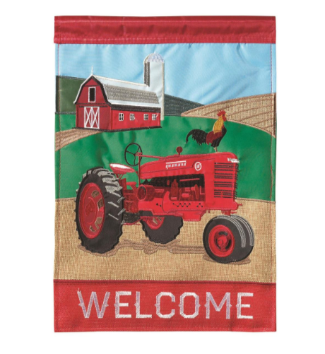 Welcome Tractor Garden Flag
