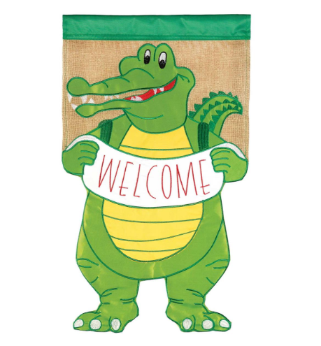 Welcome Crazy Alligator Garden Flag