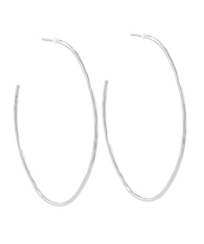 60mm Silver Oval Hoop Earrings