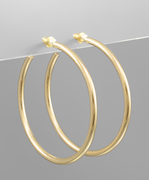 55mm Open Shiny Gold Hoop Earrings