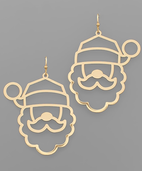 Gold Dangle Santa Earrings