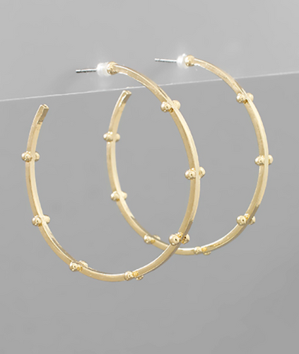 Gold Ball Stud Hoop Earrings
