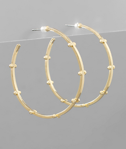 Gold Ball Stud Hoop Earrings