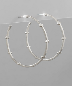 Silver Ball Stud Hoop Earrings