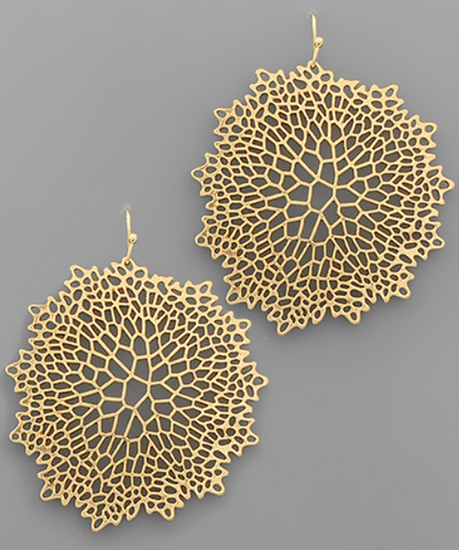 Worn Gold Filigree Disk Earrings