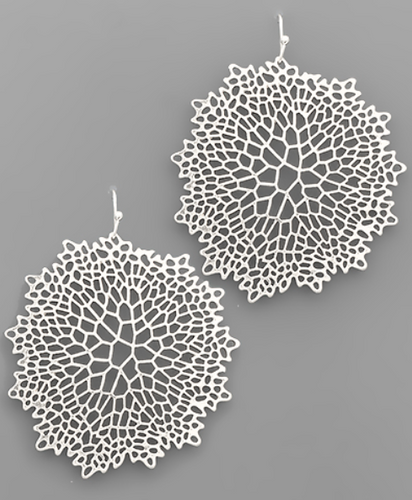 Worn Silver Filigree Disk Earrings