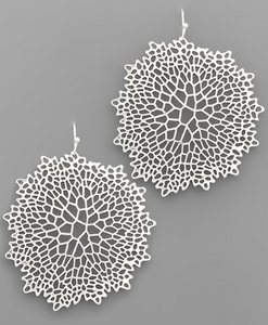 Worn Silver Filigree Disk Earrings