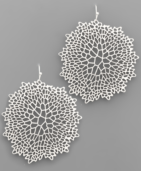 Worn Silver Filigree Disk Earrings