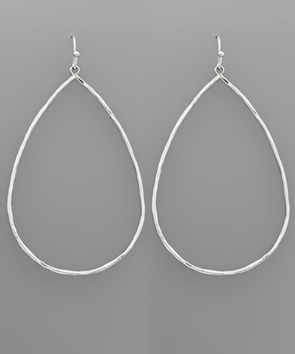 Silver Open Frame Teardrop Earrings