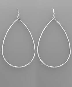 Silver Open Frame Teardrop Earrings