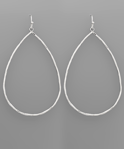 Silver Open Frame Teardrop Earrings