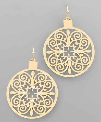 Gold Jeweled Filigree Earrings