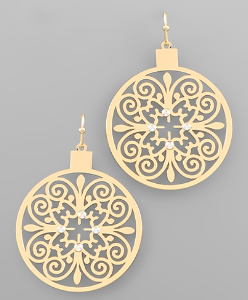 Gold Jeweled Filigree Earrings