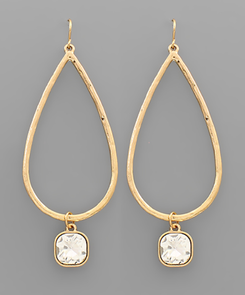 Gold Crystal Dangle Earrings