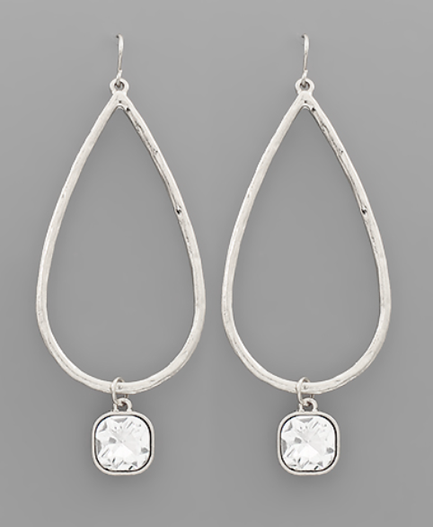 Silver Crystal Dangle Earrings